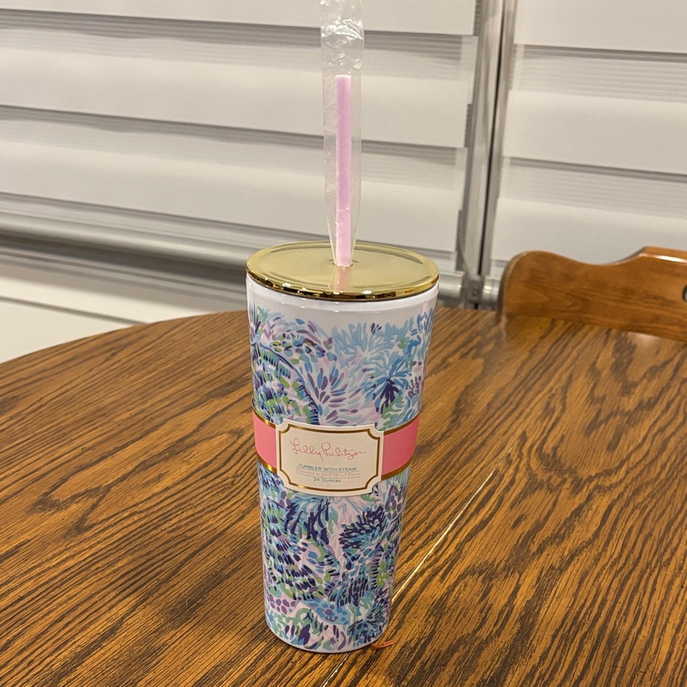 Lilly Pulitzer Blue and Purple Floral Tumbler